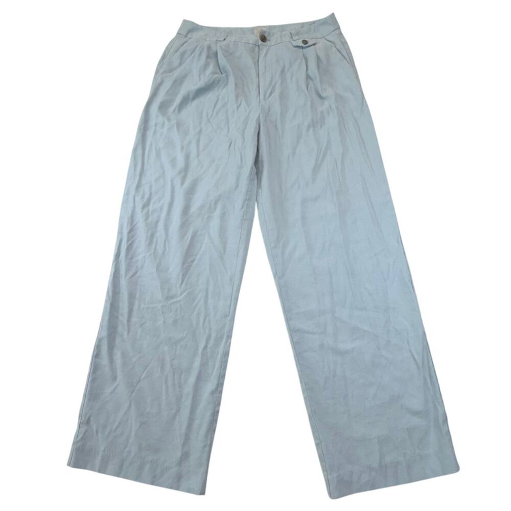 A New Day‎ Women's Powder Blue Wide Leg Chino Pants Size 12 Flowy Career Office